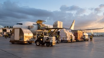 Air Freight Freight plane being loaded with cargo