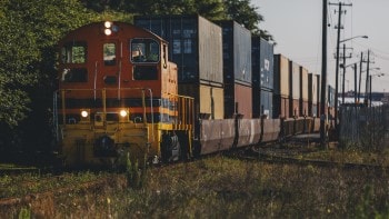 Multimodal Freight Freight train on tracks