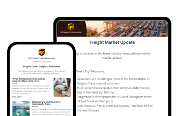 Insights Delivered and market Update emails on a mobile device