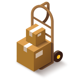 UPS pickups dropoffs dolly boxes